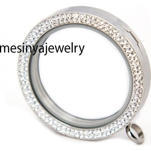 Stainless steel 39mm new fashion czech crystal 6pcs clay glass locket for floating charms keepsake xmas gift mothers gift