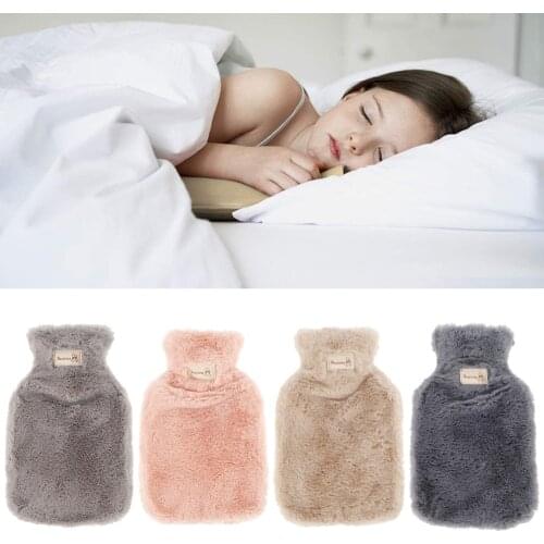 800/1800ml hot water bottle cover to keep warm in winter portable and reusable protection plush covering washable and leak-proof