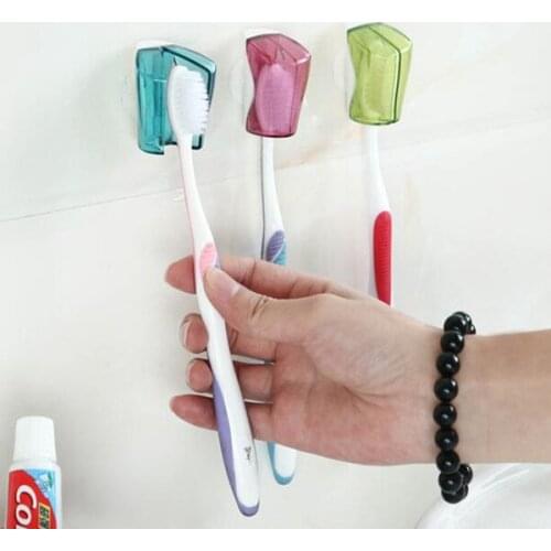 Creative suction cup toothbrush dust cover, suction cup family toothbrush holder 3 sets of opening and closing toothbrush sets