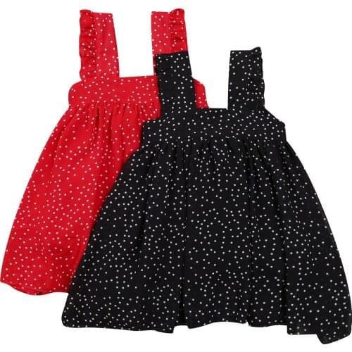 Princess Kids Girls Summer Dress Sleeveless Ruffles Polka Dot Printed Pattern One-piece A-Line Sundress