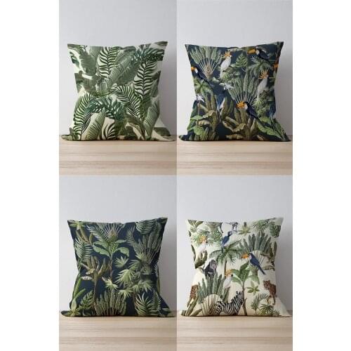 Double Side Printed Exotic Patterned 4'Lü Suede Pillow Decorate Case Good Quality Stylish Home Garden Room Kitchen Gift Convenient Decorative Modern