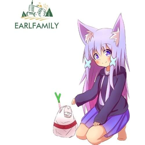 EARLFAMILY 13cm x 7.7cm for Fox Girl Anime Car Sticker Refrigerator Motorcycle Decal Waterproof Scratch-Proof DIY Decoration