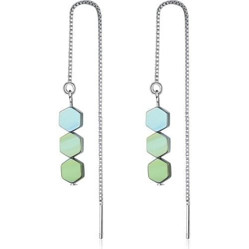 Geometry long ladies earrings green blue yellow ladies exquisite matching earrings fashion anniversary gift