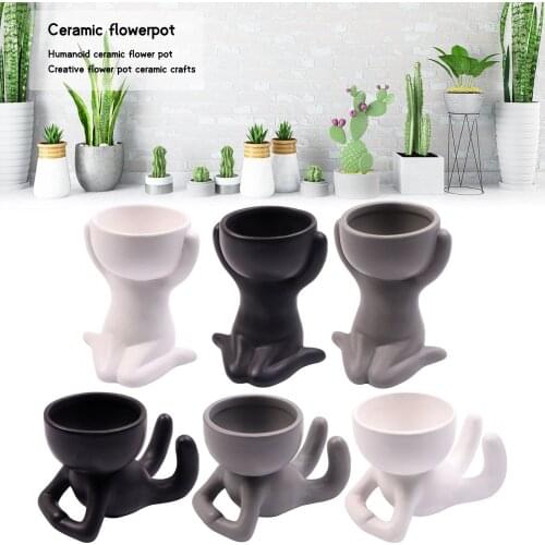 Humanoid Ceramic Flower Pot Nordic Body Art Vase Desktop Succulent Planter Pot Ornament Home Room Decoration Personality Craft