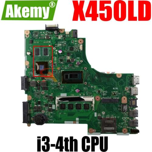 AKEMY X450LD Laptop motherboard for ASUS X450LD X450LC X450LB X450L original mainboard 4GB-RAM I3-4010U GT820M LVDS