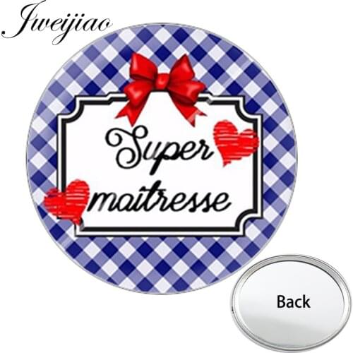Youhaken Super Maitresse Mini Pocket Mirror Merci Compact Portable hand mirror Simple One Side Flat MAMAN Makeup Vanity Mirror