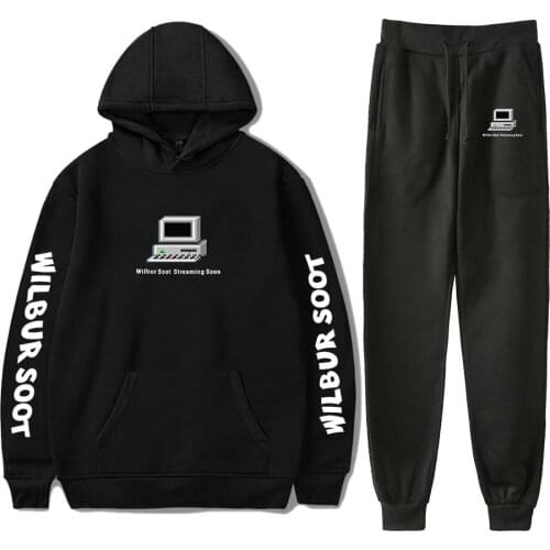 Wilbur Soot Print Fashion Fall Suit Hoodies Sportswear Hooded Sweatshirt + Ankle Banded Pant Two Piece Set Street clothes