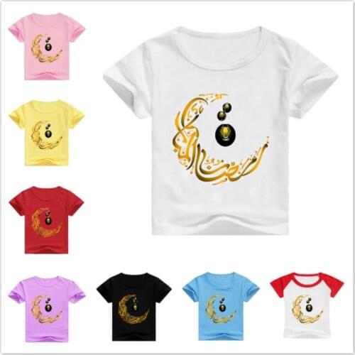 New Summer Children Ramadan Print Costume Baby Boys Girls Short Sleeve T-Shirts Cartoon Design Tshirts Kids Tops Tee Boy Clothes