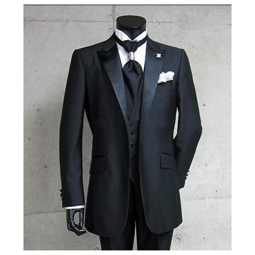 New style 2016 Satin Lapel Groomsman Men Wedding Suits Black Groom Tuxedos Bridegroom Business suits ( jacket+Pants+vest+tie)
