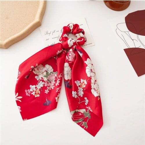 Hair circle, European and American knot, large intestine circle, horse tail square scarf Headdress, floral, satin, large ribbon