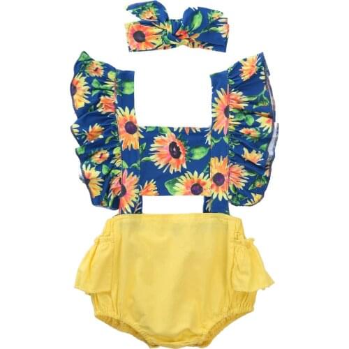 0-24M Newborn Kid Baby Boy Girl Flower Clothes Ruffles Short Sleeve Floral Bodysuit Elegant Cute Sweet Sunsuit New born Outfit