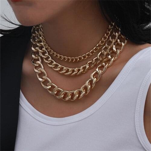 Punk Cuban Aluminum Chunky Chain Necklace for Men and women Hip Hop Big Thick Link Choker Crazy Necklace Jewelry