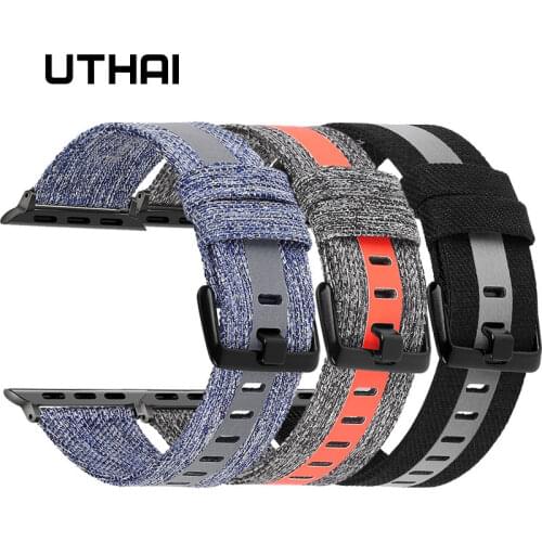 UTHAI Apple canvas watch strap For iWatch 3/2/1 38mm 42mm For iWatch 4/5 40mm 44mm Watch Accessories For Apple Watch watchband