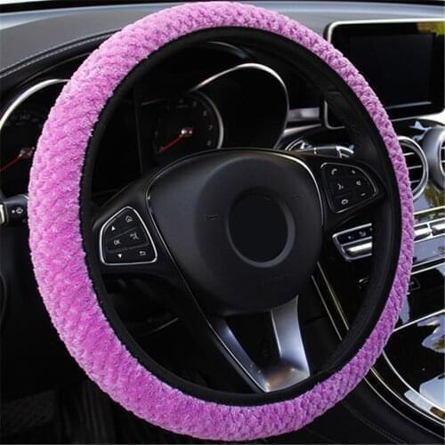Plush Car Steering Wheel Cover Fashion Keep Warm For Seat Ibiza FR Leon FR 1M 5F MK3 2 MK1 MK2 Arona Ateca Auto Accessories