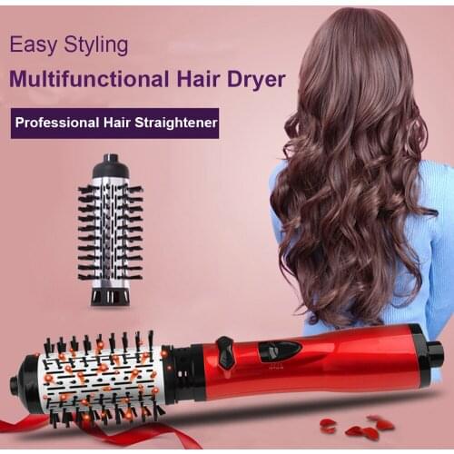 Professional 2 In 1 Hair Blower Dryer Hair Straightener Hot Air Brush Straightening Curl Styler Tools Multifunction Beauty Tool