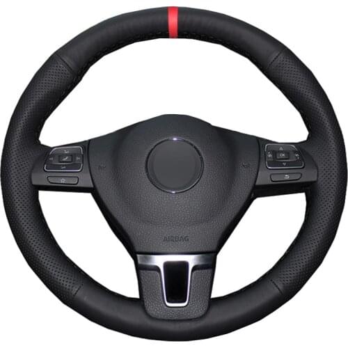 Hand Sewing Car Steering Wheel Cover Wrap Red Marker For Volkswagen VW Transporter Caravelle Multivan T5 2009 2010 - 2014 2015