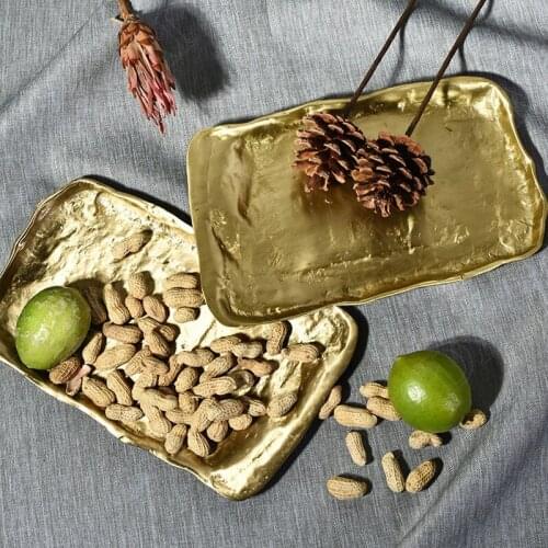 Hand Made Make Brass Storage Trays Living Room Desktop Snacks Organizer Afternoon Tea Dessert Tray European Home Decoration