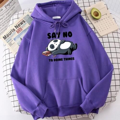 Say No To Doing Thing Sleeping Panda Print Womens Sweatshirt Hip Hop Warm Hooded Casual Soft Hoodies Harajuku Loose Pullovers