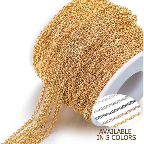 2 Meters Stainless Steel Rose Gold/Gold Link Chain Necklace Bulk Cable 2mm Width for Jewelry Making Findings DIY Supplies