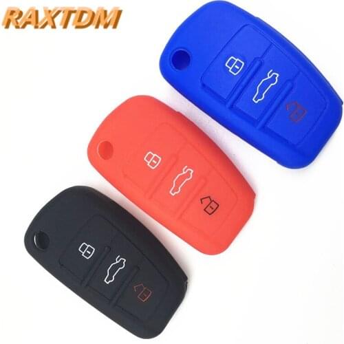 Silicone car key fob cover case skin for Audi A1 A2 A3 A4 A5 A6 A7 TT Q3 Q5 Q7 R8 S6 S7 S8 SQ5 RS5 flip folding remote protected