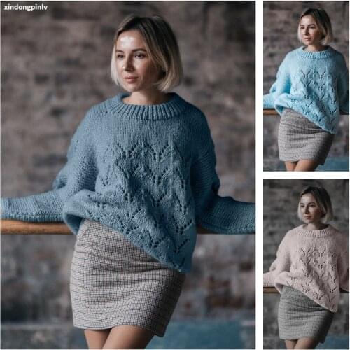 Sweater Women Hollow Out Knitted O Neck Casual Loose Pullovers Female Fall Winter Soft Warm Wool Open Stitch Lady Outerwear