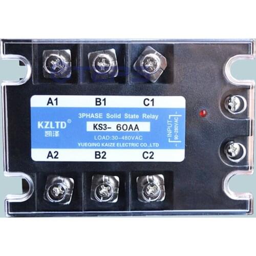 Three-phase solid state relay AC to AC 60A non-contact contactor relay 380V