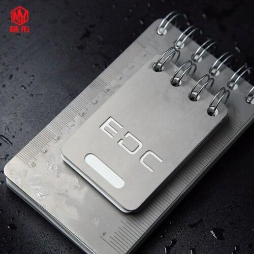 1PC Portable Titanium Alloy Notebook Hard Shell Waterproof Paper Notepad Outdoor Account Book Replaceable Paper EDC Tool