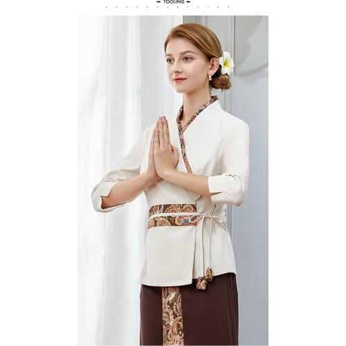 New Cosmetologist Beauty Salon Work Clothes Womens THAI Clothing Hairdresser Uniforme Massagista