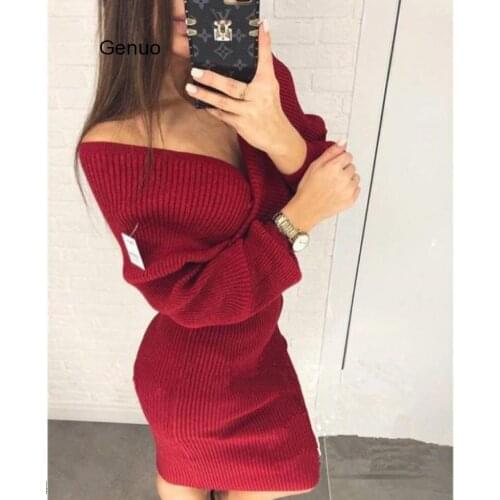 2020 V-neck Knitting Sweater Women Set 2 Piece Pullovers Skirt Outfits for Women Suit Casual Shoulder Off Top Pack Hip Women Set