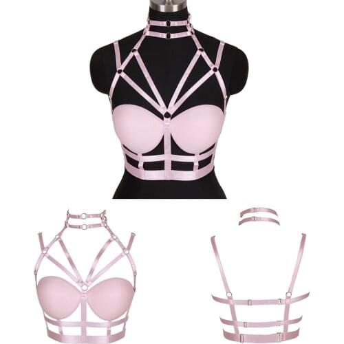 Hollow Harness For Women Exotic Costumes Cup Bra Sexy Lingerie Bondage Garter Belt Straps Goth Erotic Festival Rave Underwear
