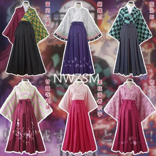 Anime Demon Slayer: Kimetsu No Yaiba Tanjirou Kamado Nezuko Cosplay Women and Men Kimono Cosplay Costume