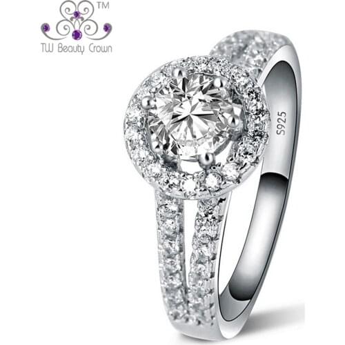 Real 925 Sterling Silver Luxury Shining Big White CZ Zircon Women Wedding Ring Bridal Evening Party Jewelry Female Accessories