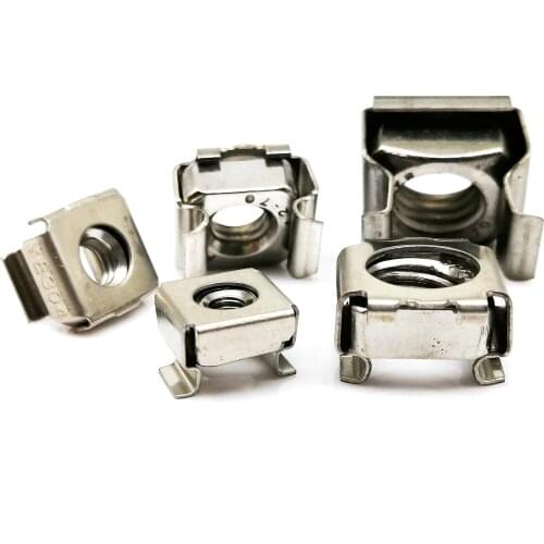 1/2/5/10pcs M4 M5 M6 M8 M10 M12 A2-70 304 Stainless Steel Square Elastic Rack Mount Server Cabinet Shelf Clip Floating Cage Nut