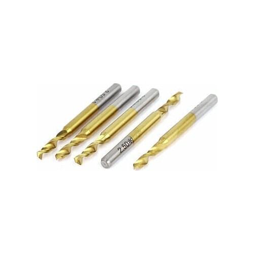 2.5mm Tip 1/8" Shank TiN-Coated Carbide 2-Flute Micro CNC PCB Drill Bits 5pcs
