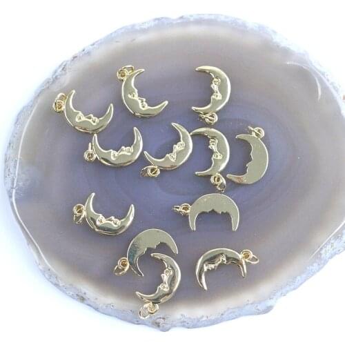 30pcs/lot Moon shape cz pendant charm,new design plating small charm pendant,fashion jewelry component wholesale