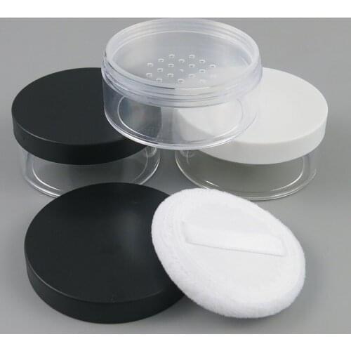 500pcs 50g Travel Portable Plastic Empty Loose Powder Box Makeup Jar Container Puff Box Sifter Container Cosmetic Case