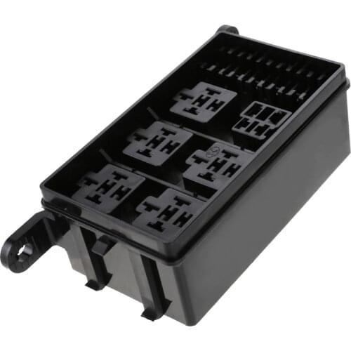 ABS 12-Slot Relay Box 6Relays 6 ATC/ATO Fuses Universal Automotive Fuse Relay Holder Black Car Accessories Dropshipping