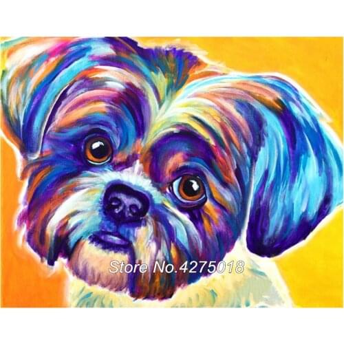 Diamond Painting Full Square/Round Rhinestone Shih Tzu dog Pet Animal Diamond Embroidery 5D DIY Mosaic Christmas YG541