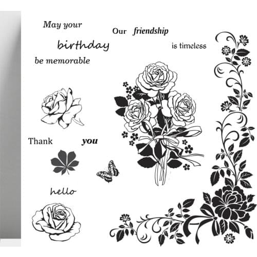 AZSG Beautiful Butterfly Flowers Clear Stamps For DIY Scrapbooking/Card Making/Album Decorative Silicone Stamp Crafts