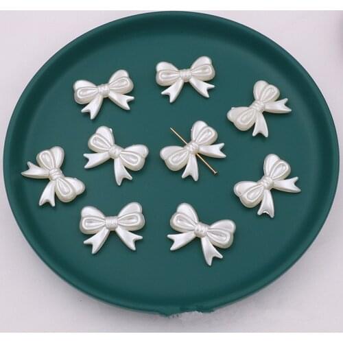 10PCS 22*28mm Imitation Pearl Vertical Hole Three-dimensional Bow Pendant Diy Earrings Headdress Necklace Jewelry Accessories