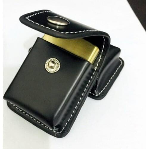Classic Standard black PU kerosene lighter men igniter Holder Gift Box Bag Case holster For Zippo Zorro(No lighter