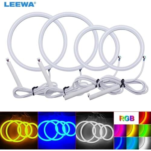 LEEWA 2X126mm 2X90mm Car Auto Halo Rings Cotton Lights SMD LED Angel Eyes for Volkswagen Golf 4 DRL White/Blue/Yellow/RGB #3773