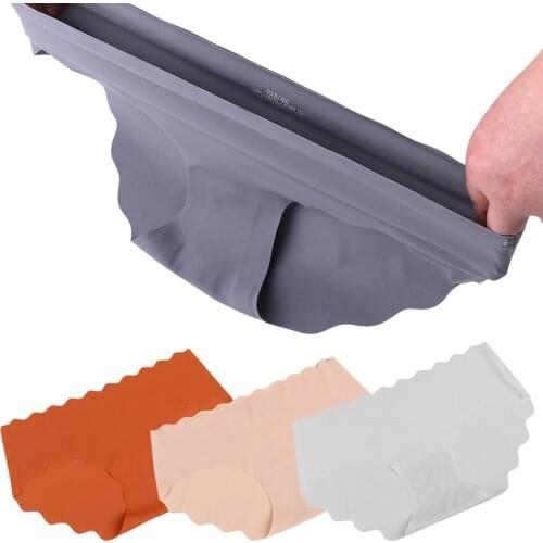 Summer Satin Seamless Panties for Women Fashion Sexy Low Waist Briefs Womens Ruffle Underwear Lingerie Solid Color Intimates