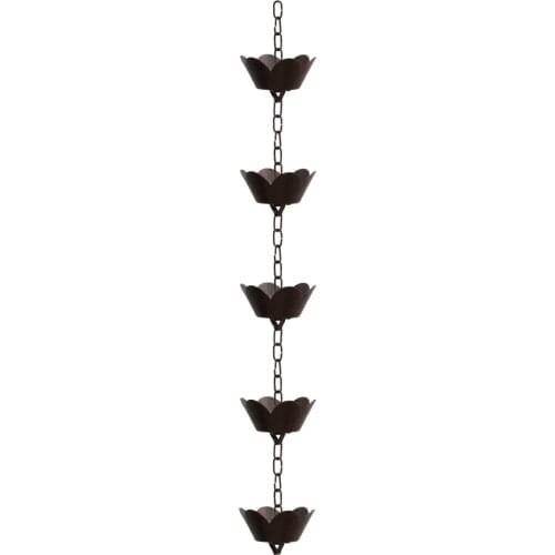 1m Metal Rain Chain Petal Shape Chimes and Cups Rain Catcher for Gutter
