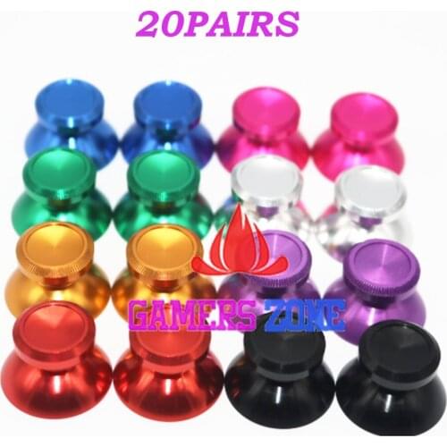 20PAIRS=40PCS Metal Joystick Thumbstick Cap for Sony PlayStation 4 Xbox One Controller Colorful