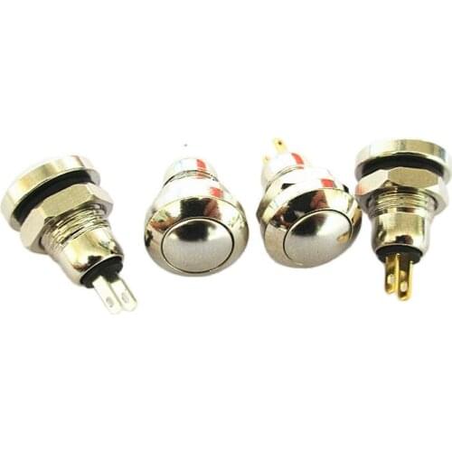 8MM Metal Waterproof Momentary Switch OFF-MOM 2Pin SPST Mini Push Button Switch 0.5A/250VAC