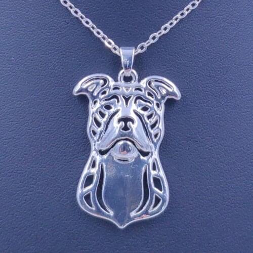 Cute American Pitbull Necklace Dog Animal Pendant Gold Silver Plated Jewelry For Women Female Girls Kids Ladies N057