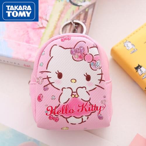 TAKARA TOMY Cute Cartoon Hello Kitty Hand Hold Coin Purse Simple Childrens Exquisite Small Portable Coin Case Small Card Case