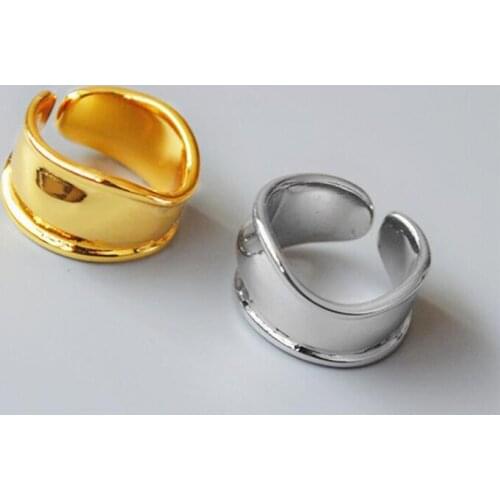 Fashion Irregular Concave Convex Smooth Gold Silver Color Rings Width Open Finger Ring For Women Men Jewelry Accessories