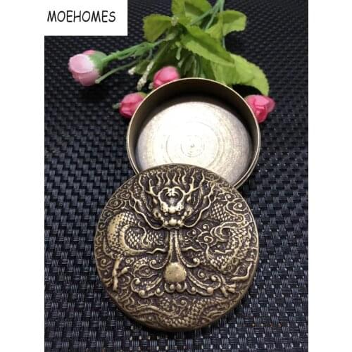 MOEHOMES Chinese old antique copper dragon statue small-scale desktop incense burner home decoration metal crafts